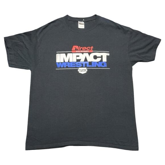 Vintage 2000s TNA Impact Wrestling Spike TV Promo T-Shirt Black Gildan Men Large - Picture 1 of 3